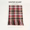 Bufanda a cuadros para mujer, directa de fábrica, otoño e invierno, estilo coreano, cachemir, cálido, contrastante, a rayas, chal, venta al por mayor.
