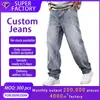 Fabricante OEM de mezclilla personalizado transfronterizo, procesamiento y personalización de jeans con forro polar para hombre, personalización de jeans casuales de pierna ancha