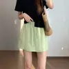 Falda Corta Estilo Coreano Relajada Lyocell Lino Refrescante Adelgazante Cordón Cintura Elástica Forro Anti-Exposición H060909