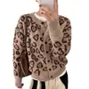 Cárdigan suéter de punto con estampado de leopardo y cuello redondo para mujer, nuevo diseño otoño/invierno 2026, prenda exterior de punto suave y cómoda