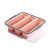 Caja de Almacenamiento de Alimentos con Compartimentos de Silicona, Congelar Calentar Hornear Seguro Organizador de Cocina Molde