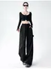 Calça de trabalho feminina transfronteiriça, nova coleção primavera/verão 2026, modeladora, calça reta estilo americano, calça parachute, dança de rua, dança de jazz, calça casual