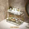 Jinghan Seleção Premium Lavatório de Luxo Leve Rack de Armazenamento de Cosméticos, Organizador de Bancada de Banheiro de Camada Dupla