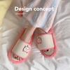Otoño e Invierno Lindo Dibujo Animado Gatito Mujer Casual Una Correa Felpa Cálido Moda Tendencia Piel Algodón Zapatillas