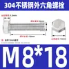 Ventas Directas de Fábrica M3-M12 GB 304 acero inoxidable Tornillo hexagonal exterior cabeza hexagonal tornillo hexagonal