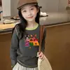 Camiseta de Algodón Puro para Niñas Manga Larga Ropa Infantil Estilo Nuevo Primavera y Otoño Camiseta Interior Dibujos Animados Elegante Bebé Niña Niños Top Niña