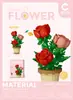 Suculento Ramo de Rosas en Maceta, Planta de Flores Eternas, Juguete Educativo de Ensamblaje, Regalo de Cumpleaños para Niña, Bloques de Construcción al por Mayor