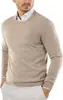 Moda masculina outono e inverno de comércio exterior, suéter casual trendy de gola redonda, blusa de manga comprida lisa para usar como base