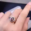Anillo de Turmalina Natural Puro Plata de Ley S925 Incrustado El Cristal Está Limpio y el Color Es Bueno. La Piedra Principal es de 6*8 mm.