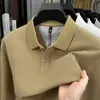 Camisa Polo de Algodón Puro con Cuello y Mangas Largas para Hombre de Primavera y Otoño Tops Casuales para Hombre Camiseta de Color Puro Piqué 100% Algodón para Hombre