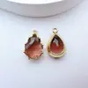 Colgante de cobre chapado en oro con circonita, color electrochapado que conserva el color, accesorio para collar de pulsera de encaje DIY, componente de joyería, gota de agua blanca