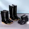 Botas de lluvia de caña alta, resistentes al desgaste, impermeables, botas de goma resistentes a ácidos y álcalis, engrosadas, antideslizantes, para sitios de construcción, botas de trabajo, zapatos y botas de agua para hombre