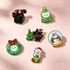 Árbol de Navidad Bola de Cristal Gato Muñeco de Nieve Corona Calcetines Insignia de Aleación Broche de Metal Mochila Regalo Mayoreo