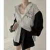 Camisa de Manga Larga Informal con Estampado de Letras Patchwork de Diseño Nicho Chic Coreano en 4 Colores