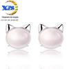 Brincos de gato fofos com pedra de hibisco natural, cristal rosa, acessórios para orelha, brincos estilo coreano para mulheres, brincos de orelha