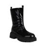 Botas de montar ligeras sin cordones con tacón cuadrado, tallas grandes 34-45, botas de cuero para mujer de importación, puntera redonda, altura hasta la pantorrilla, con tacones cuadrados gruesos