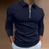 Amazon Primavera Novo Comércio Exterior Masculino Impressão Digital 3D Masculino Casual Manga Longa Zíper POLO Top