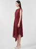 Vestido estilo japonês Issey Miyake com toque de luxo, elegante e estiloso para primavera e verão, corte solto, ajuste irregular na cintura, emagrecimento, moderno, rejuvenescedor, vestido de comprimento médio