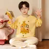 Pijama infantil, algodón puro, conjunto fino de manga larga, nuevo modelo 2026, para niños, estilo caricatura, para niños grandes, ropa de aire acondicionado, se puede usar afuera