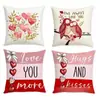 Nuevo Cojín de Sofá de Lino Estampado para el Día de San Valentín de Amazon Transfronterizo Temu Funda de Almohada para el Hogar