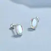 Brinco de Unha de Fio de Pedra da Lua Oval Feminino Prata Esterlina 925 Pedra da Lua Fantasma Unha de Osso da Orelha Joia de Orelha Simples Ins Elegante