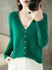 Atacado Transfronteiriço Malha Nova Estilo Primavera e Outono Cardigã Gola V Feminino Estilo Coreano Cor Sólida Solto Curto Outerwear Jaqueta Pequena