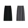 Falda de longitud media para mujer con lazo bordado, nuevo estilo primavera/otoño 2026, falda recta de longitud media chic y elegante, súper favorecedora