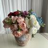 11 flores de peonía artificiales con forma de tenedor para bodas, mesas, fondo principal, adornos de seda para sala de estar y dormitorio.