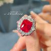 Colgante de corindón rojo con diamantes de lujo, ligero y elegante, a la moda, sencillo y rojo paloma, pendientes de anillo con diamantes de alto carbono, color traje para mujer.