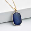 Collar Hexagonal de Lapislázuli de Moda Europea y Americana para Mujer, Cadena Dorada que No se Desvanece, Juego de Joyería de Pendientes de Alta Gama