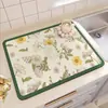 Tapete Drenante Retro Floral de Terra de Diatomáceas para Bancadas de Cozinha, Antiderrapante, à Prova de Poeira, Tapete Absorvente de Água, Porta-Copo Durável e Fácil de Limpar