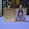 Tibet Tanka Montanha Wutai Cinco Mestres Oito Deidades Protetoras Pingente Latão Banhado a Ouro Pingente Cinco Mestres Benmingfo