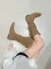 ¡Mismo estilo que las uvas! Tacón oculto de 4 cm~Otoño/Invierno 2026 Estilo Coreano de Dos Usos Punta Puntiaguda Correa con Hebilla Arrugadas Botas Caídas de Media Pantorrilla para Mujer