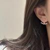 Pendientes de plata de ley S999 con forma de banco cuadrado y cuentas redondas para mujer, dos pendientes sencillos, elegantes y versátiles, con colgante trasero.