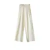 Pantalones de lana de pierna ancha para mujer para otoño e invierno, estilo casual y relajado, pantalones de punto de lana de pierna recta hasta el suelo