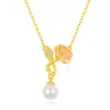 Collar de Rueda de la Fortuna S925 Perla Esmalte Rosa Plata de Ley Moda Femenina Nicho Versátil Gama Alta Nuevo Diseño Chinoiserie