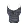 Atacado de Roupas Femininas Transfronteiriças Estilo Europeu e Americano Top Listrado Sexy Slim Fit Camisola Versátil com Bojos