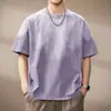 Ropa para Hombre Xintang Camiseta de manga corta con color degradado estilo americano para hombre, verano lavado pesado vintage fresca cuello redondo media manga