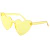 2024 Nuevas gafas de sol con forma de corazón color caramelo, gafas de sol con forma de corazón color melocotón sin marco, gafas de sol con forma de corazón color gelatina