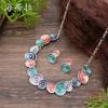 Nuevo collar con pendientes de flores redondas esmaltadas transfronterizos, ideal para mujer, de alta gama.