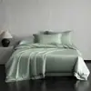 Juego de ropa de cama de cuatro piezas Tencel austriaco Lenzing, 100 hilos, Clase A, color sólido, suave como la seda, fresco y lujoso