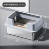 Bandeja de arena para gatos de acero inoxidable, estilo abierto, de lados altos, extragrande, anti-salpicaduras, profundizada, inodoro para gatos semicerrado, accesorios para mascotas