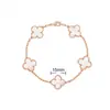 Pulsera de Calcedonia Morada Natural de Cinco Flores [Versión Alta Dorada V Chapado Grueso en Oro] Pulsera de Trébol de Cuatro Hojas de 18 Quilates para Mujer, Artesanía Exquisita