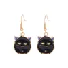 Joyería de Animación de Dibujos Animados Japoneses Lindo Arete de Gancho con Bola de Circonita Cúbica Blanco y Negro Arete de Clip Aleación Goteo de Aceite Collar de Pareja Deviruchi