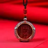 Cinnabar Crudo Plata de Tíbet Thangka Moneda del Espíritu de la Montaña Colgante Arena Dorada Púrpura Collar del Año de Nacimiento para Hombres y Mujeres Joyería de Regalo Venta al por Mayor