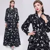 Vestido Largo de Manga Larga con Cuello en V y Bordado Francés para Mujer, Falda Larga con Volantes Ajustada a la Cintura y Dobladillo Amplio, Vestido Formal Europeo y Americano de Comercio Exterior para Mujer