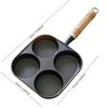 Olla para Omelette Hierro Fundido Cuatro Hoyos Sartén Molde para Huevo Hamburguesa Sin Recubrimiento No Fácil de Pegar Olla Cocina de Inducción Gas Universal