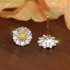 Pendientes de Plata de Ley S925 con Forma de Margarita Amarilla Estéreo Pendientes de Lujo Sencillos y Accesibles Pendientes Dulces de Verano de Alta Gama para Mujer