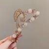 Nuevo Clip de Pinza para Cabello de Tiburón con Perlas de Camelia Estilo Francés de Verano para Mujer Pinza para el Pelo Grande