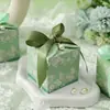 Nueva Caja de Dulces para Boda Estilo Francés Flor Pájaro Nicho Flor Hoja Cuadrada Papel Caja Vacía Caja de Dulces de Compromiso